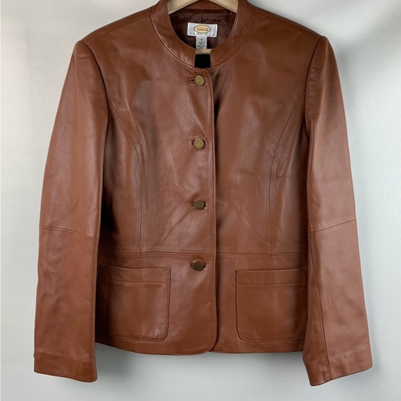Vintage Brown Leather Jacket Talbots Woman 24W - Picture 1 of 14